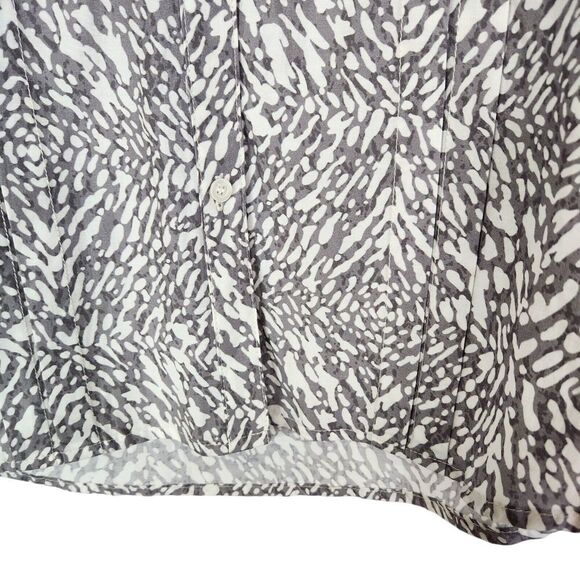 J. McLAUGHLIN Top Womens Medium Gray Silk Blend Split Neck 3/4 Balloon Sleeve - Picture 6 of 9